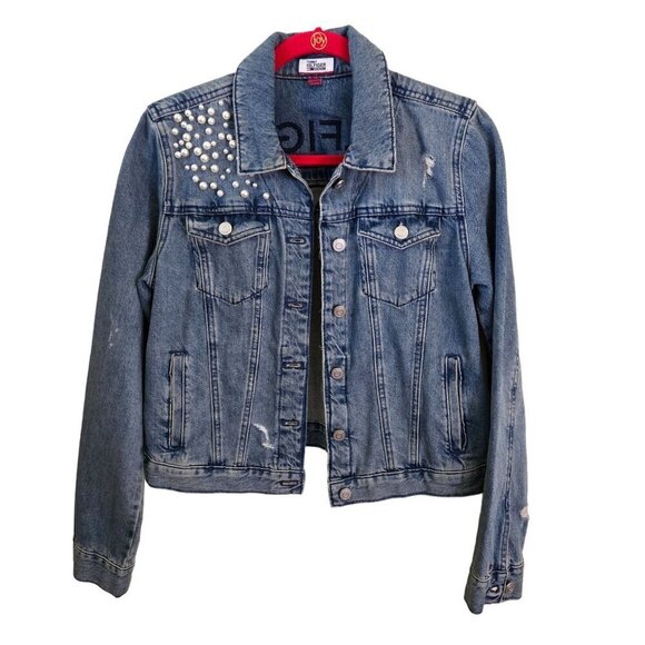 Tommy Hilfiger Denim Vintage Embroidered Spell Out Custom TruckerJacket Size M - Picture 1 of 8